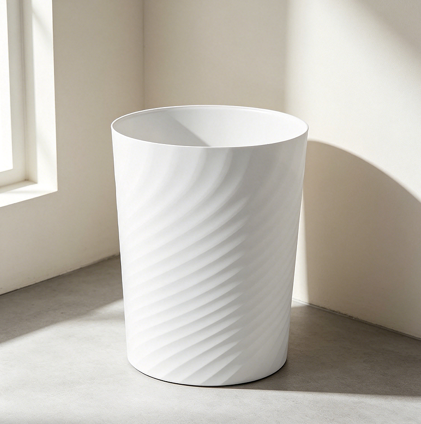 1 White 1.8-Gallon Plastic Wastebasket Bathroom Kitchen Office - Image 1