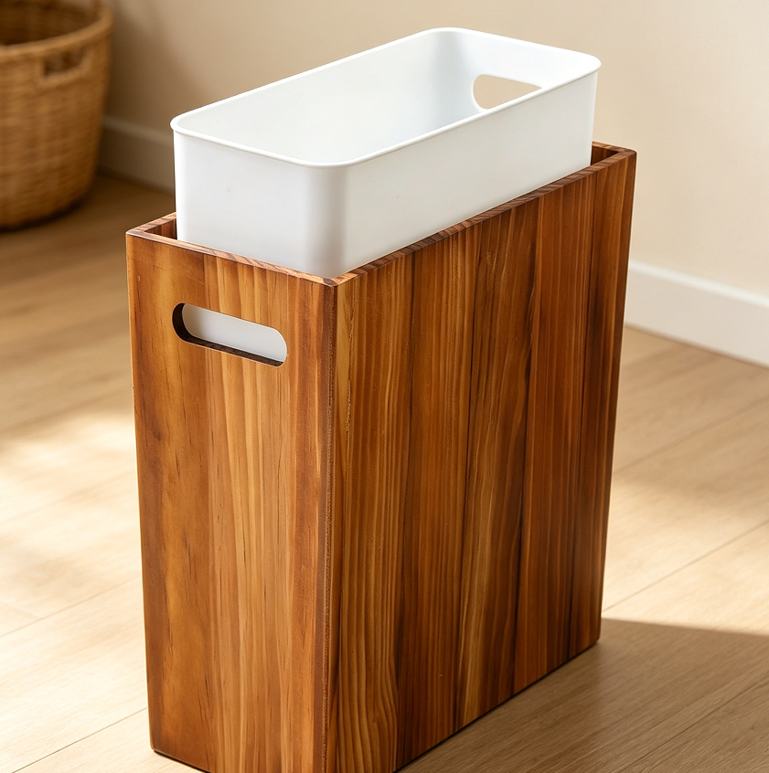 10 Solid Wood 3-Gallon Bathroom Wastebasket Liner - Image 1