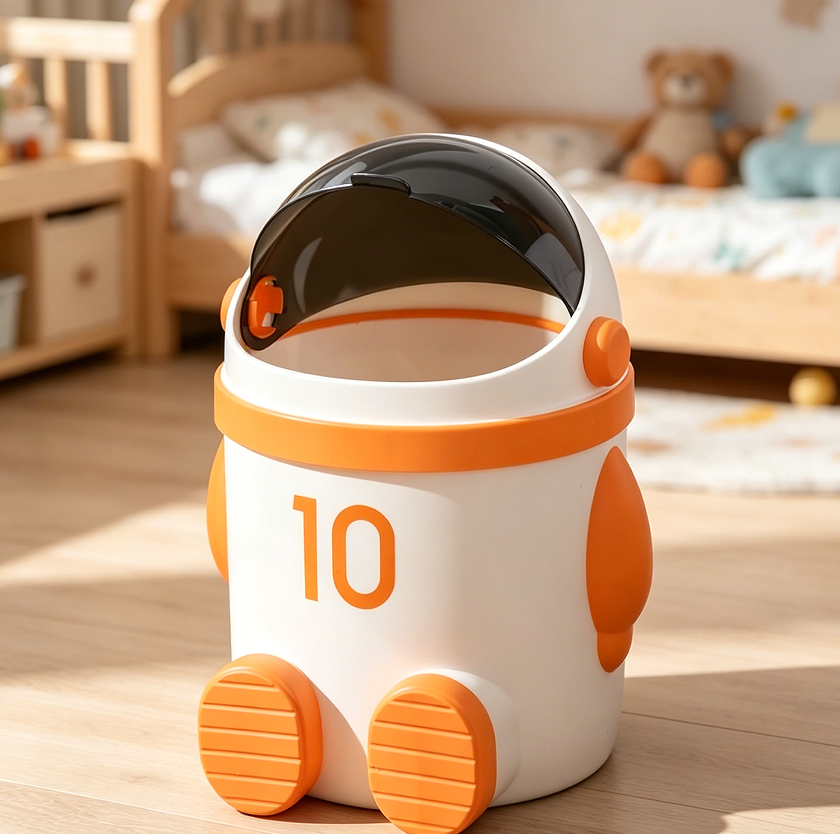 13 Orange 3.2-Gallon Kids Astronaut Sliding Can - Image 1