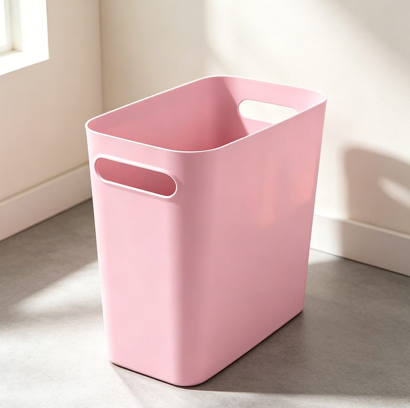 16 Pink 1.8-Gallon Narrow Plastic Wastebasket Bathroom - Image 1