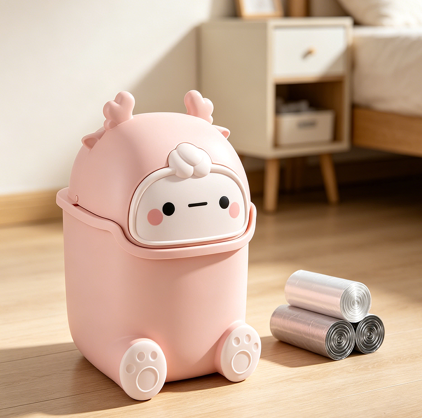 17 Pink 5-Litre Desktop Flip-Lid Wastebasket - Image 1