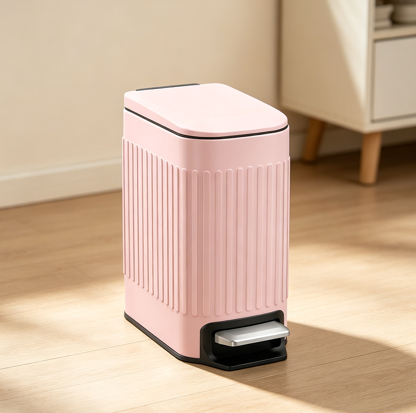 19 Pink 1.6-Gallon Stainless Step-Pedal Bathroom Can - Image 1