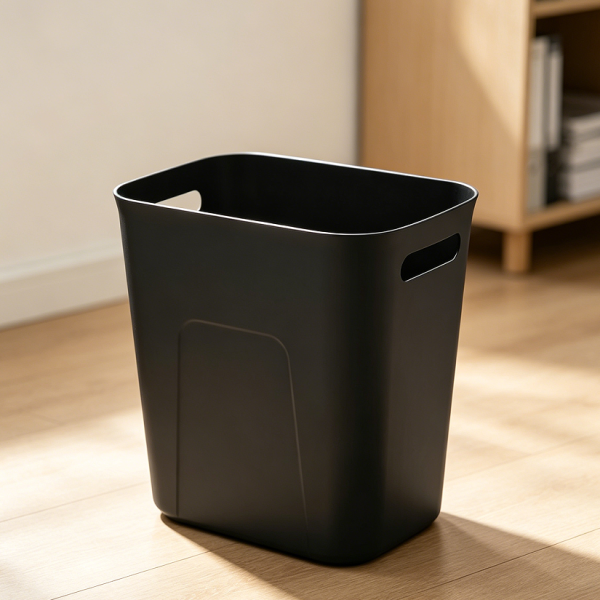 Black 3.5-Gallon Plastic Wastebasket Bathroom Kitchen Office