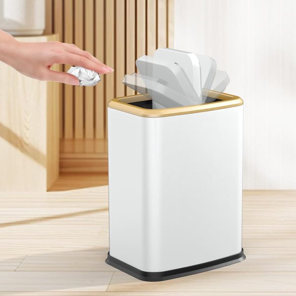 White 2.1-Gallon Slim Swing-Lid Bathroom Bin