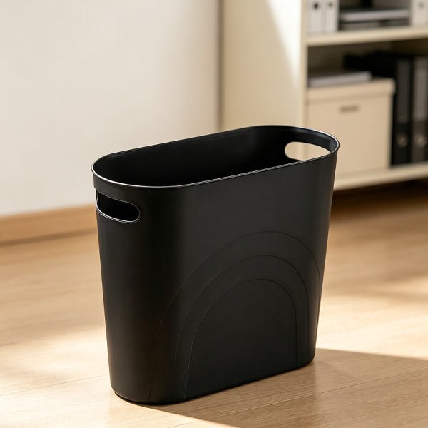 Black 3.5-Gallon Slim Plastic Bin Narrow Spaces