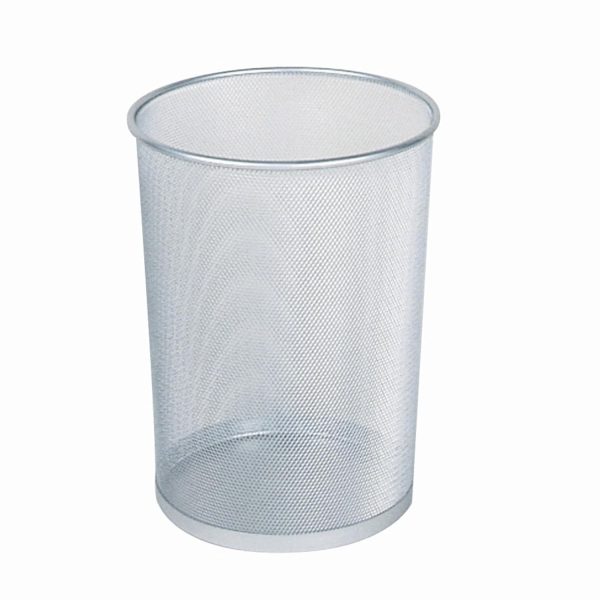Silver 5-Gallon Metal Mesh Wastebasket School Office