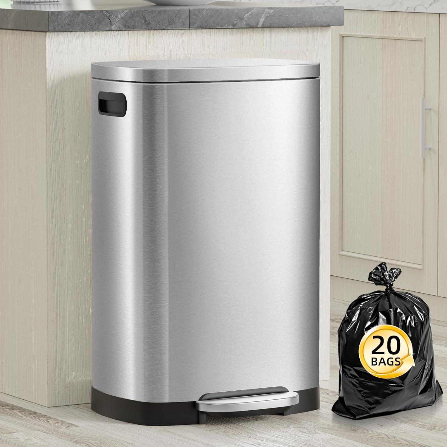 71ugsac3g-L._SL1500_.jpg Stainless 13-Gallon Foot-Pedal Lid Bin - Image 1