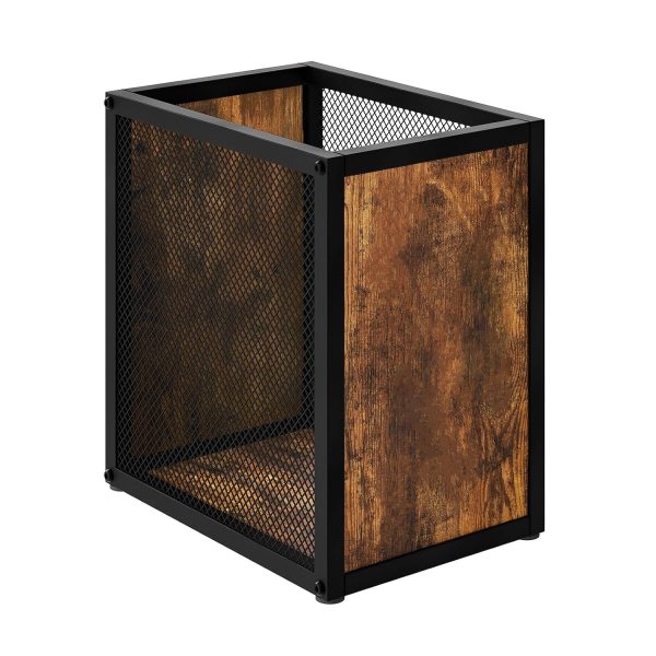 Rustic Brown 4-Gallon Metal Wood-Look Bin